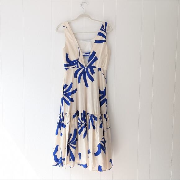 Willow Kate Cream/Blue Tiered Sleeveless Midi Dress, size S - Picture 3 of 13